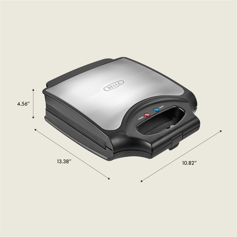 BELLA Classic Waffle Iron, 4 Square Belgian Waffle Maker, Non-stick