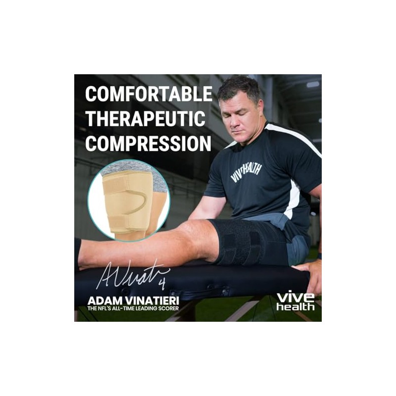Vive Thigh Brace - Hamstring Quad Wrap - Adjustable Compression