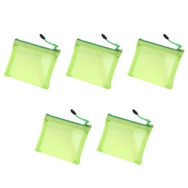 5 Pcs Mini Zipper Mesh Bags, Polyester Mesh Cosmetic Bags, Portable Travel Organizer Pouch, 13cm x 10cm, Green