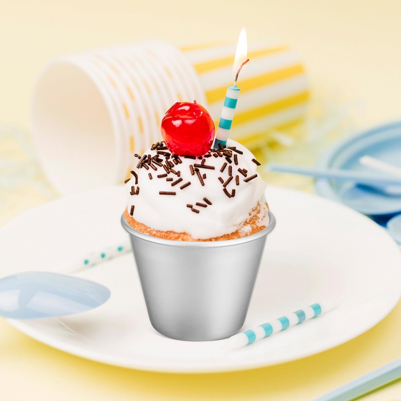 ABOOFAN 8 Pcs Pudding Molds Aluminum Baking Cups Cupcake Mould