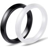 Two-Pack, 3mm Black White Polished Ceramic Wedding Band Stackable Ring
