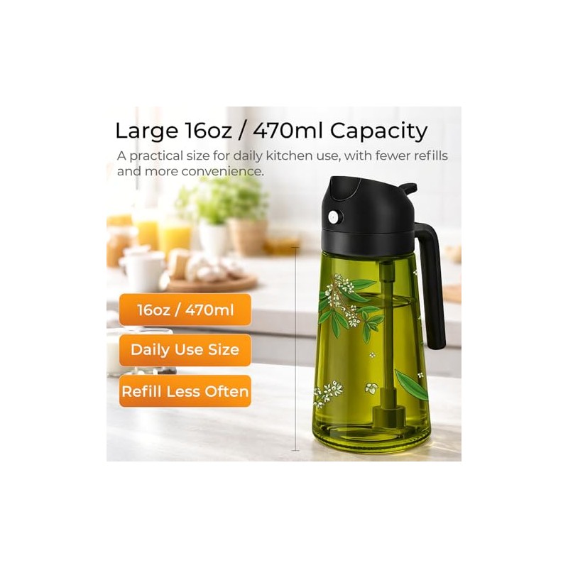 COOLMI 2-in-1 Olive Oil Sprayer and Dispenser Bottle Set
