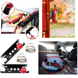 MFC 1Pair Adjustable Roll Bar Fire Extinguisher Mount Bottle Holder Compatible with for Jeep Wrangler TJ JK JKU JL UTV Polaris RZR Ranger,Aluminum