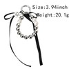 Pearl Keychain Wristlet Lanyard with Bow Silver y2k Car Key