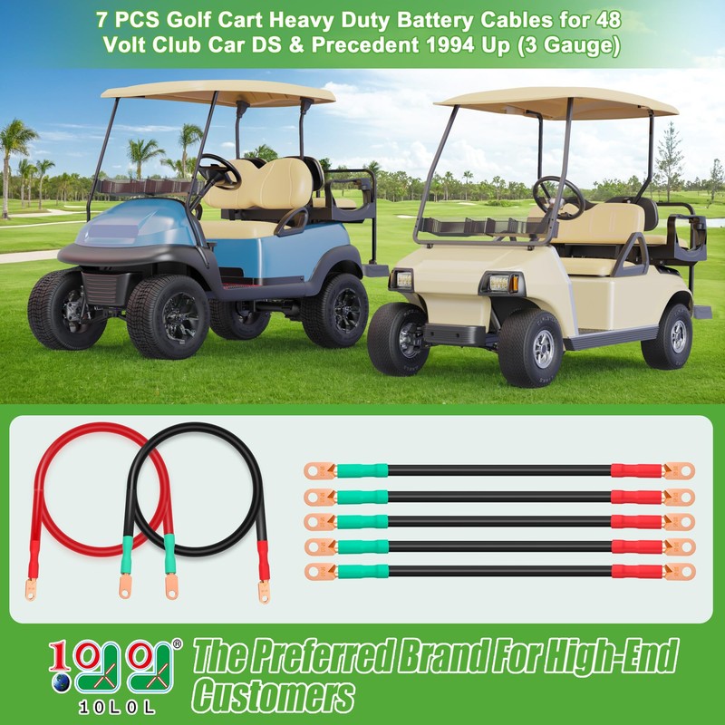 10L0L 3 Awg Golf Cart Heavy Duty Battery Cables for