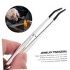 Operitacx 2Pcs Stainless Steel Curved Bent Tip Tweezers with Tips