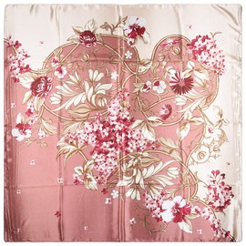 vabovin Silk Head Scarf 2 PCS, Women Satin Square Headscarf for Hair Wrapping and Sleeping at Night (floral Pattern)