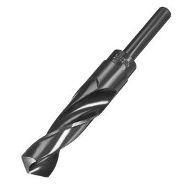 uxcell Reduced Shank Drill Bit 22mm Black Nitride Coated with 1/2 Inch Straight Shank, High Speed Steel HSS 9341 Twist Drill Bit for Stainless Steel Alloy Metal Plastic