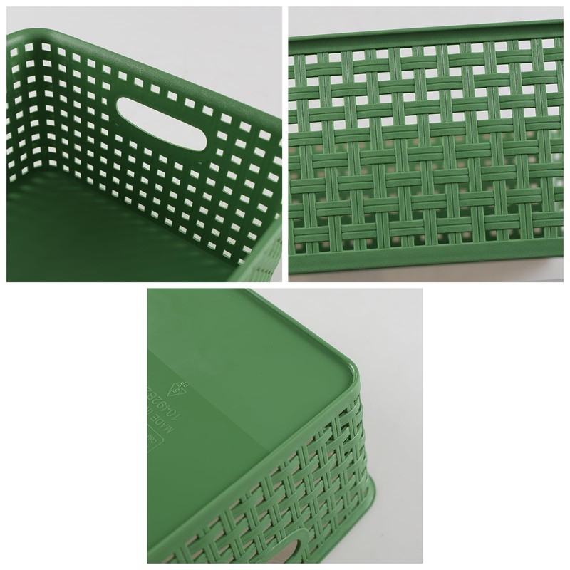 Rinboat Medium Plastic Baskets for Organizing, Plastic Woven Storage Basket,
