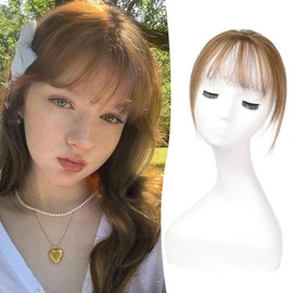 purshine Bangs Clip in Bangs, 100% Real Human Hair Bangs Wispy Bangs Hair Pieces, 3 Secure Clips in Full Fringe Natural Thick Volume Fake Bangs for Women Girls in Hair Extensions (Golden Brown)