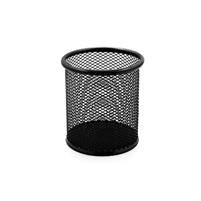 Waytex Black Metal Mesh Office Pen Holder Round Pen Holder