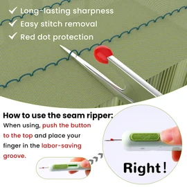 New Upgraded 3 in 1 Automatic Needle Threaders Seam Ripper with Magnetic Storage Needle Box,Needle Threaders Quick Sewing Kit (Green)