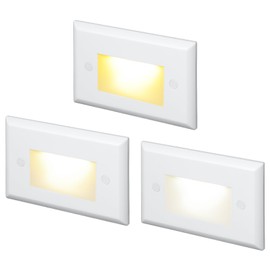LEONLITE 3CCT LED Step Lights 120V-277V, 150LM 2.5W Dimmable Horizontal Stair Lights Indoor Outdoor IP65, CRI90 & ETL, 2700K3000K4000K Selectable Zinc Alloy Staircase Lights, White, 3 Pack