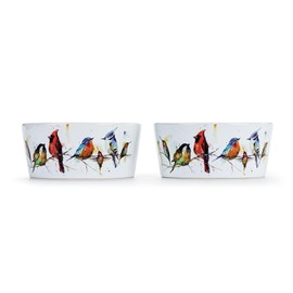 DEMDACO Dean Crouser Little Birds Watercolor Style Vibrant Multicolor 8 Ounce Stoneware Cooking Baking Ramekins, Set of 2