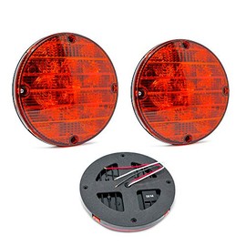 Pro LED 71RST 7 Inch Round Red Lens, Red 8 LEDs School Bus Warning Strobe Light, 12 Volt DC with Sealed, Three Wire Pigtail (2 Pack)