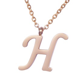 Morella Ladies' Necklace with Letter Pendant, Stainless Steel, Rose Gold, in Gift Bag, Stainless Steel