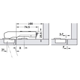 Gedotec H10253 Hinge Kitchen Pot Hinge without Damping - H10253 | Stud Hinge Grass Tiomos for Screwing and with Automatic Closing | Made in Germany | 1 Piece - Furniture Hinge with Mounting Plate