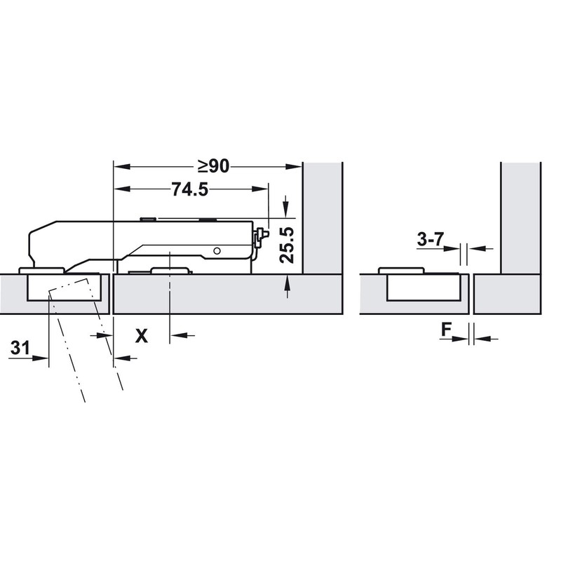 Gedotec H10253 Hinge Kitchen Pot Hinge without Damping - H10253