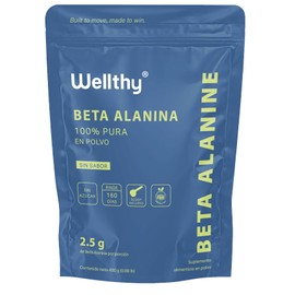 Wellthy 100 Beta Alanina 400g. Presentación en Polvo, 2.5g por Porción, Cuchara Medidora Incluída dentro del empaque, 160 Porciones por Envase, más...