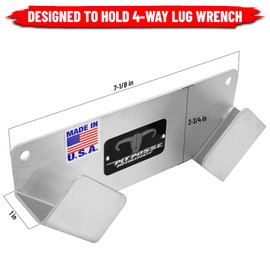 Pit Posse PP3360 4 Way Lug Nut Wrench Holder Aluminum for Enclosed Race Trailer, Garage - Made in USA - Wall Mounted Tire Changer Organizer Tire Iron Hanger Spanner Cross Automotive