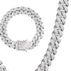 2Pcs Cuban Link Chain Rhinestone Necklace Bracelet Set Gift for