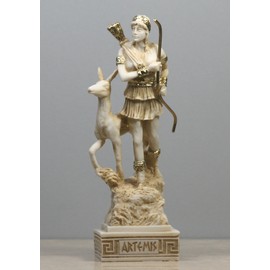 Griechische römische Göttin Artemis Diana Alabaster Statue Skulptur Figur bunt 16 cm