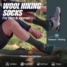 ANTSANG Merino Wool Socks for Men & Women Thermal Winter Hiking Warm Thick Crew Cozy Boot Work Gift Socks Stocking Stuffers 5 Pairs(Assorted)