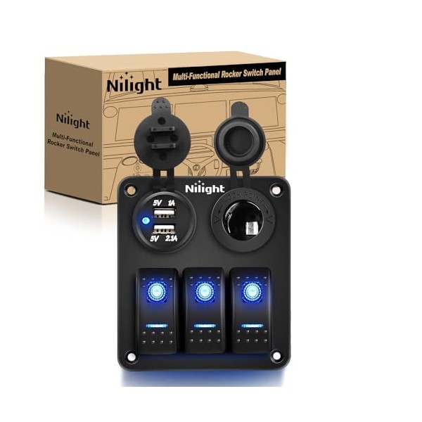 Nilight Nilight - 90115C 3 Gang Rocker Switch Panel Waterproof
