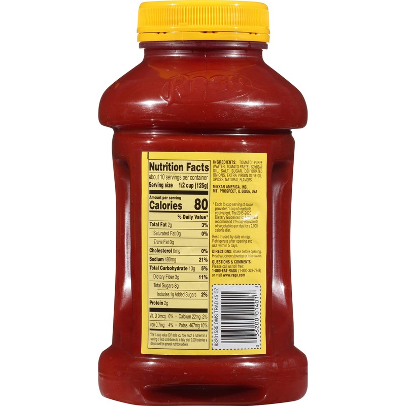 Ragu Pasta Sauce, Old World Style, Traditional, 45 Oz, 2.81
