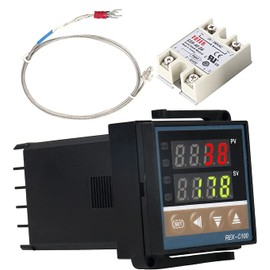 WANGCL REX-C100 LED PID Controller Kits Alarm Digital Intelligent Thermostat AC110V-240V