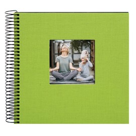 goldbuch Bella Vista Spiral Album, Memory Album with Picture Cut-Out Cover, Photo Album with 40 Black Pages, Photo Album for Gluing, Photo Book Made of Linen, Paper, Green, Approx. 20 x 20 x 2.7 cm