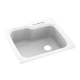 Swanstone KS02522SB.010-3 3-Hole Solid Surface Kitchen Sink, 25" x 22", White