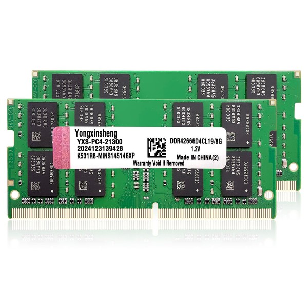 Yongxinsheng DDR4 2666MHz 16GB Kit (8GBx2) Laptop RAM PC4-21300 SODIMM