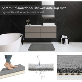 LKYJD Secure Mat, Non-Slip Bathtub Mat, The Ultimate Non-Slip Bath Mat, Shower Mat Floor Mat for Tub, Shower, Bathroom (Gray, 60x60cm(23.62"x23.62"))
