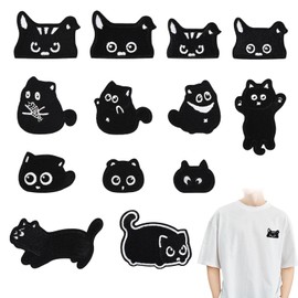 13 Patch Cute Black Cat Sich Fest Iron-On Iron-On Patches Children's Iron-On Patches Iron-On Embroidered Patches Various Designs for Jeans, Shirts & Jackets