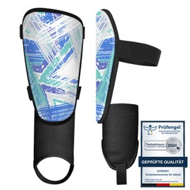 Children's Football Shin Pads - Test Angel Certified Shin Pads for Football with Ankle Protection, Shin Pads Football with Long Straps, Boys and Girls (Graffiti, XS)