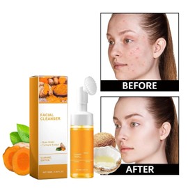 Yapper Turmeric Facial Cleanser Deep Clean Brightening Face Glow Wash Wash with brush for all skin types.(1) 2 - 2 / 야퍼 강황 페이셜 클렌저 딥 클린 브라이트닝 페이스 글로우 워시 모든 피부를 위한 브러시로 워시. (1개) 2 - 2
