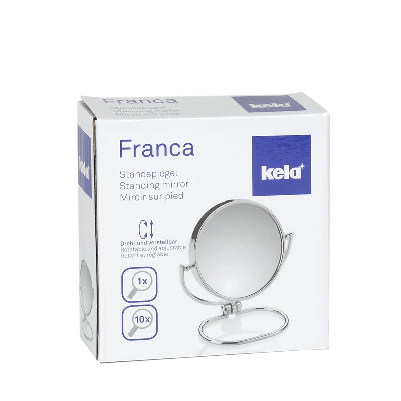 Kela Standspiegel, Franca, 1-/10-fach Vergrößerung, Ø 9 cm, Metall, 20640