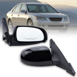 Right Passenger Side Mirror Compatible with 2006 2007 2008 2009 2010 Hyundai Sonata With Power Glass Manual folding Heated Black Replace#87620-0A000(5Pins)