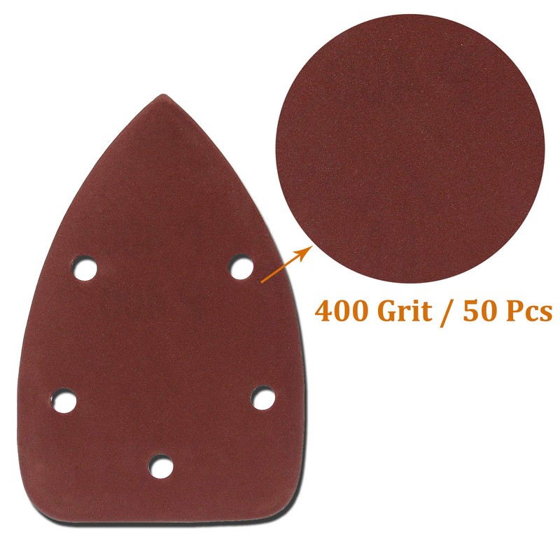 Cjueiom 50 Pcs 400 Grit Mouse Detail Sander Sandpaper, 5