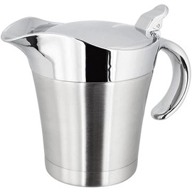 ANCLLO Sauce Boat Stainless Steel Sauce Boat Sauce Jug Double Wall Insulated Sauce Jug with Lid Ideal for Sauce, Vanilla Pudding Cream Sauce (450 ml)