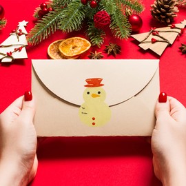Christmas Stickers Gift Tags Merry Xmas Cute Snowman Labels Roll 3 x 2 Inch Kraft Paper Self-Adhesive Name Tags Writable Removable for Presents Holiday 200 PCS