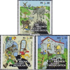 Prophila Collection BRD (BR.Deutschland) 3282-3284 (complete edition) Mint NH 2017 Grimms Märchen Bremer Stadtmusikant (Stamps for Collectors) Fairy Tales / Myths / Sages