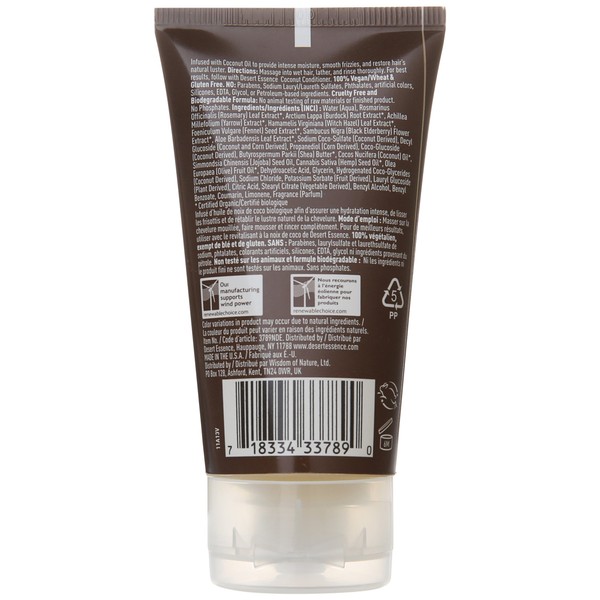 Desert Essence Coconut Shampoo - 1.5 Fl Oz - Nourishing for Dry Hair - Moisturizing - Softening - Hydrating - Anti-frizz - Olive Oil - Aloe Vera - Shea Butter - Paraben Free - Cruelty Free