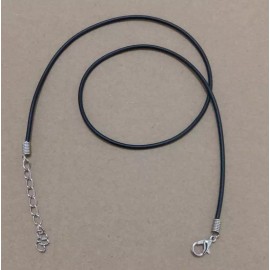 Black Wax Leather Cord Rope Necklace 60+5cm (24+2inch) Chain Lobster Clasp 2pcs
