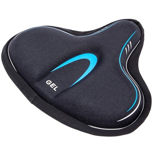YBEKI NAMUCUO Wide Exercise Bike Seat Cover - Comfortable Bicycle Saddle Cushion is Filled with Gel and high Density Foam to Make it More Elastic and Soft for Most Indoor Wide Bike Saddles