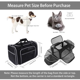 MASKEYON TSA Airline Approved Large Pet Travel Carrier,4 Sides Expandable with 2 Mesh Pockets,3 Entry, Soft Sided Collapsible Dog Carrier for 2 Cats,Kittens,Puppies,Dog, X-Large, Black & White