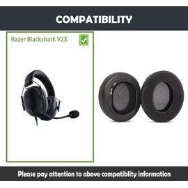 HTINDUSTRY Ear Pads Replacement Cushion Compatible with Razer Blackshark V2X Headset Ear Pads with Soft Protein Leather/Memory Foam