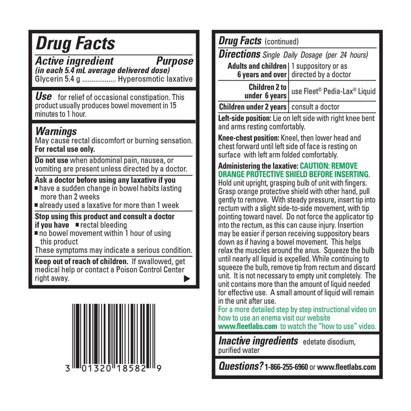 Fleet Laxatives, Liquid Glycerin Suppositories for Adult Constipation Relief, 7.5