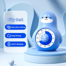 MOSHOU Visual Timer for Kids Rechargeable, 60 Minute Countdown Timer Clock for Kids, Silent Kitchen Timer Cooking Pomodoro Timer, Time Management Tool for Office, Meetings, Teaching (Blue Seal)